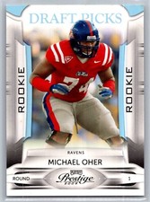2009 Playoff Prestige Draft Picks Light Blue /999 Michael Oher #177 Rookie RC