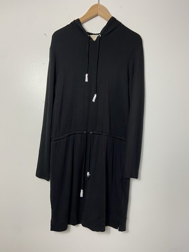 Abito donna MICHAEL KORS basics con cappuccio morbido maniche lunghe NERO taglia M