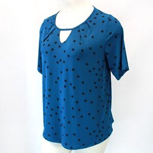 Worthington Plus blaugrün Tupfen dehnbar Reisende Shirt Bluse Top 0X