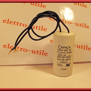 Condensatore 12,5 microfarad motore elettrico con cavetti Motor capacitor 450V - Imagen 1 de 1