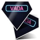 2x Diamond Shape Vinyl Stickers Neon Sign Design Vada Name #353561