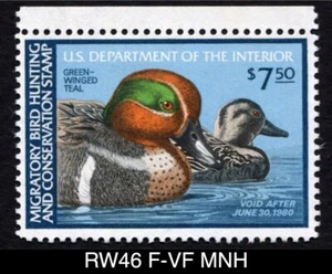RW46 F/VF MNH 1979 Green-Winged Teal US Federal Duck Stamp Migratory Waterfowl - Picture 1 of 3