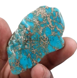 90.80 CT NATURAL BLUE TURQUOISE SLAB ROUGH CERTIFIED LOOSE GEMSTONE 5ARJ - Picture 1 of 8