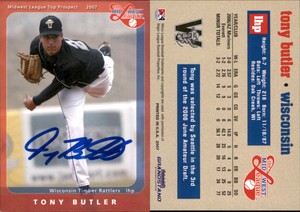 Tony Butler Signed 2007 Grandstand Midwest League Top Prospects  Card Auto AU