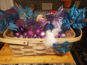 Purple/Peacock Christmas Tree Ornaments - Ball Ornaments; Snowflakes; Clip On - Picture 1 of 10