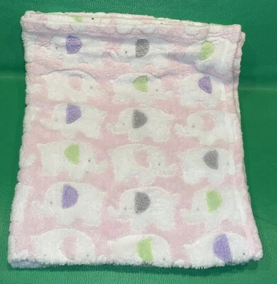 "MANTA BEBÉ CUTIE PIE SUAVE ROSA PATRÓN ELEFANTE Lovey 30""x35""" Foto 1 de 4