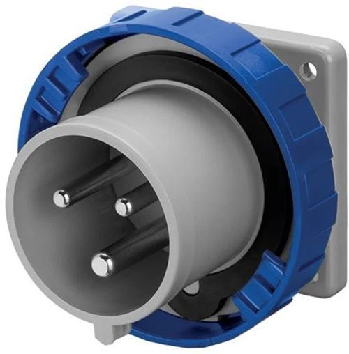 1 x RS Pro IP67 Blue Panel Mount 2P+E Industrial Power Plug, Rated At 16A, 250 V - Image 1 of 1