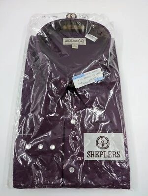 Camisa Western Sheplers Vintage Nueva Manga Larga Algodón Púrpura 18 1/2 x 37 Alto  Foto 1 de 3