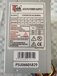 ALIMENTATORE per Case PC ITEK ITPS500 ATX 500 WATT - Foto 1 di 4
