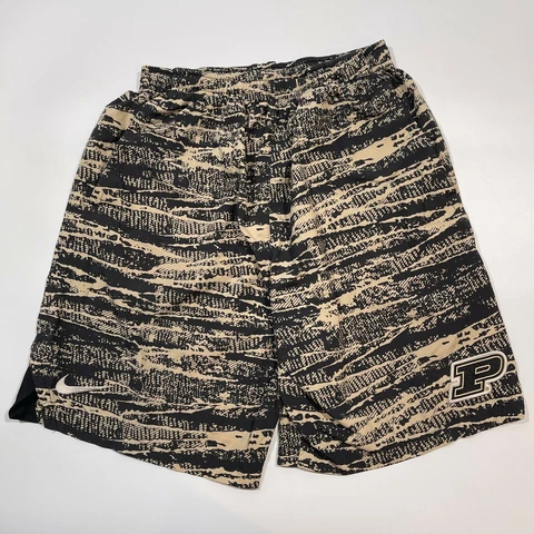 Nike Mens Purdue Boilermakers All Over Print Athletic Gym Shorts Gold Black Sz M Cover