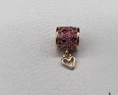 NEW Authentic Pandora Red Freehand Heart Barrel Charm 789548C01 Rose Gold Plated - Image 1 of 4