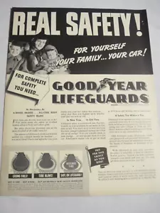 1939 Anzeige Goodyear Rettungsschwimmer Reifen Real Safety & Kaiser Strumpfwarenanzeige - Bild 1 von 1