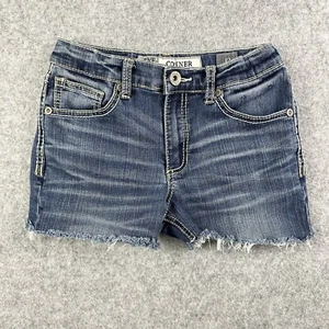 BKE Jean Shorts Youth Girls 12 Blue Cut Off Raw Hem Stretch Thick Stitch READ* - Picture 1 of 12