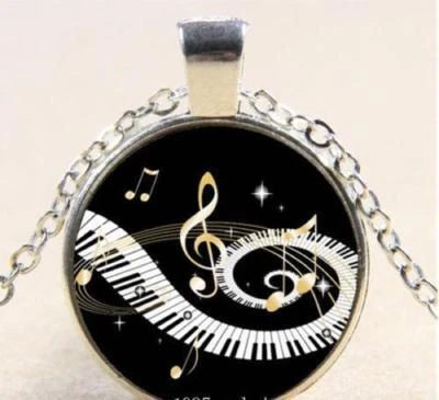  Collar Plata 20" Mujer Hombre Colgante PIANO Llave Danza NOTA MUSICAL Caja Gratis R147 Foto 1 de 4