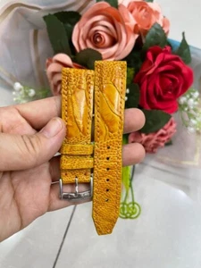 22/20mm Padded  Tan  Genuine OSTRICH Leg LEATHER SKIN WATCH STRAP BAND - Picture 1 of 12