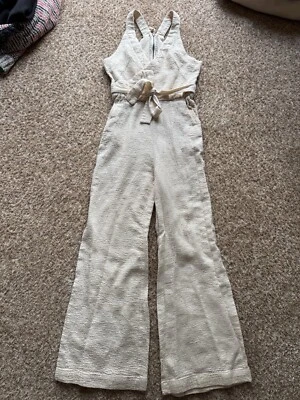 NUEVO SIN ETIQUETAS ANTHROPOLOGIE Mono Demi Texturizado Neutro Natural Cinturón Talla 0 Foto 1 de 4