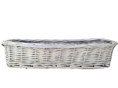 White Woven Cane Basket 21 x7.5 x4.75" Flowers Herbs Bread Fruit Guest Amenities - Image 1 of 4