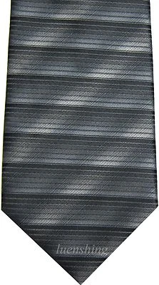 New men's polyester woven neck tie necktie prom black & grey wedding prom work - Image 1 of 2