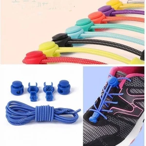 No Tie Shoe Laces Laze Elastic Round Shoelaces Lock Adults Kids Trainers - Picture 1 of 44