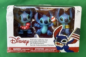 Disney Lilo & Stitch STITCH July 4th Patriotic Collector Set of 3 Figures 2" - Picture 1 of 5