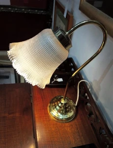 Vintage Brass Desk Lamp with 1930s Holophane Shade - Picture 1 of 7