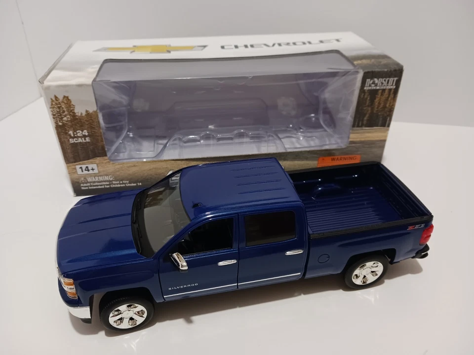 1:24 2014 "Blue Topaz" Silverado LTZ Z71 Crew Cab Pickup Truck, Made by Norscot  - Image 1 of 4