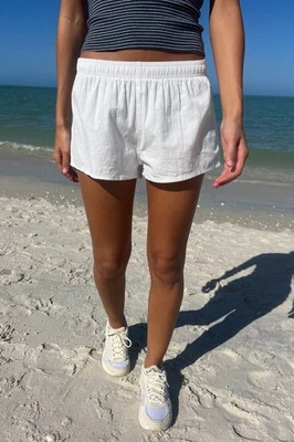 Brandy Melville Sofia White Cotton Shorts Women’s One Size XS S M Boho Comfy  - Image 1 of 4