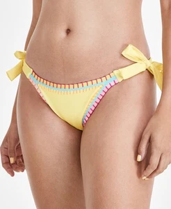 PQ Swim Women's Crochet-Trim Bikini Bottoms (Yellow Multi, Large) - Picture 1 of 4