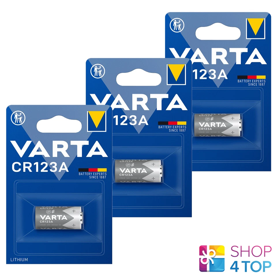 3 Varta Cr123A Lithium Battery Blister 3V 6205 Cr17345 1430 Mah Exp 2033 NEW - Image 1 of 1