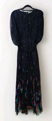 Vestido TSUMORI CHISATO Seda Negro Multicolor Barco Sin Mangas Metálico Talla 3 Foto 1 de 4