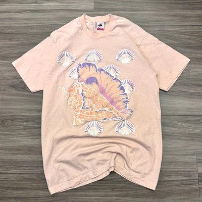 1989 / Vintage Hot Cotton Seashell Graphic Tee Single Stitch Made in USA Large - Image 1 of 4