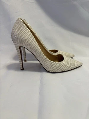 Tacones de cuero Diane Von Furstenberg blancos con estampado de lagarto Bethany para mujer talla 6,5 Foto 1 de 4