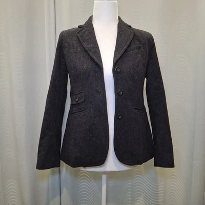 Eddie Bauer Wool Blazer Jacket Womens 2P Petite Gray Three Button Career Preppy - Image 1 of 4