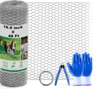 Chicken Wire Fencing Mesh, 16.9 Inch X 40 Feet Metal Floral Chicken Wire Fence f - Picture 1 of 6