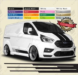CALCOMANÍAS DE CAPÓ A RAYAS LATERALES para autocaravana Ford Transit Custom L2 LWB cámper van - Imagen 1 de 17