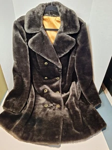 VTG Macintosh Faux Fur Coat, Brown, Size Med, Button, Mid Length, Lined - Picture 1 of 14
