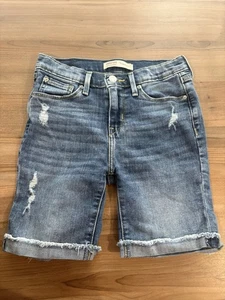 Girls Levi Strauss Denim Jean Shorts Distressed Adjustable Waist Sz 12 - Picture 1 of 9