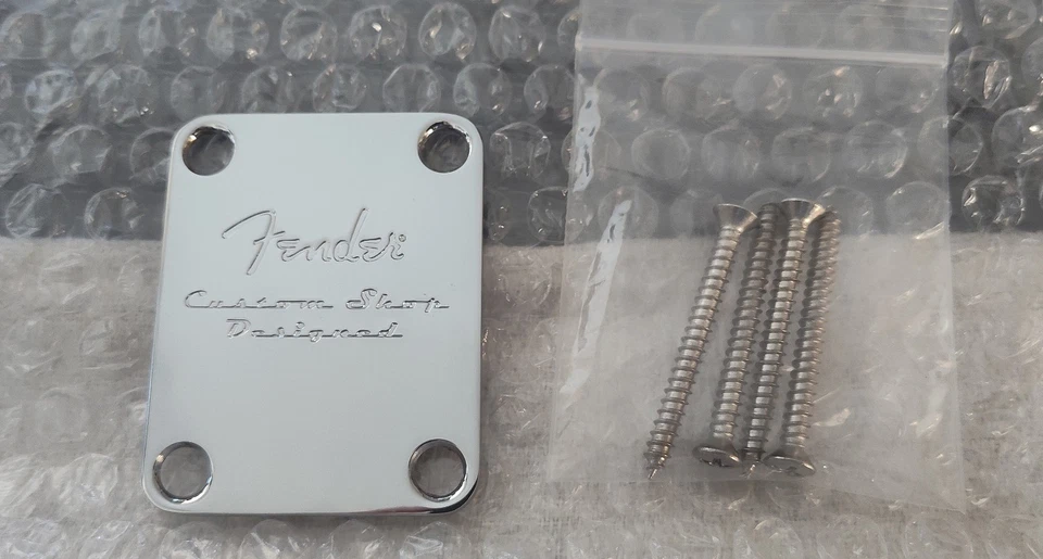 Placa de cuello Fender "DISEÑADA EN TIENDA PERSONALIZADA" Stratocaster Telecaster ¡RARA! con tornillos Foto 1 de 1