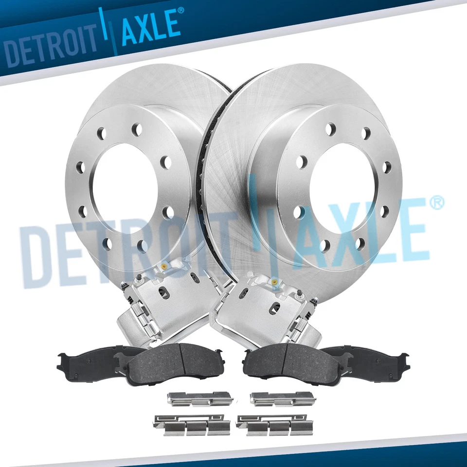 Front Disc Rotors Calipers Ceramic Brake Pads for Dodge Ram 1500 2500 3500 8-Lug - Image 1 of 4