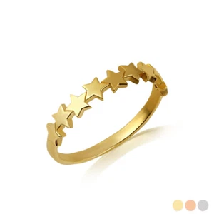 Gold Celestial Star Cluster Band Ring (Available in Yellow/Rose/White Gold) - Picture 1 of 5