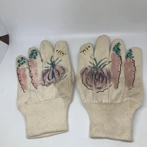 Handbemalte Gartenhandschuhe für Erwachsene, Verwendung oder Dekoration, Biene, Karotten, Zwiebel - Bild 1 von 11