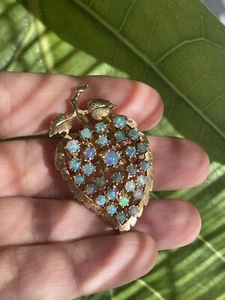 Vintage 14k Yellow Gold and Opals Brooch/Pin/10 grams TW - Picture 1 of 16