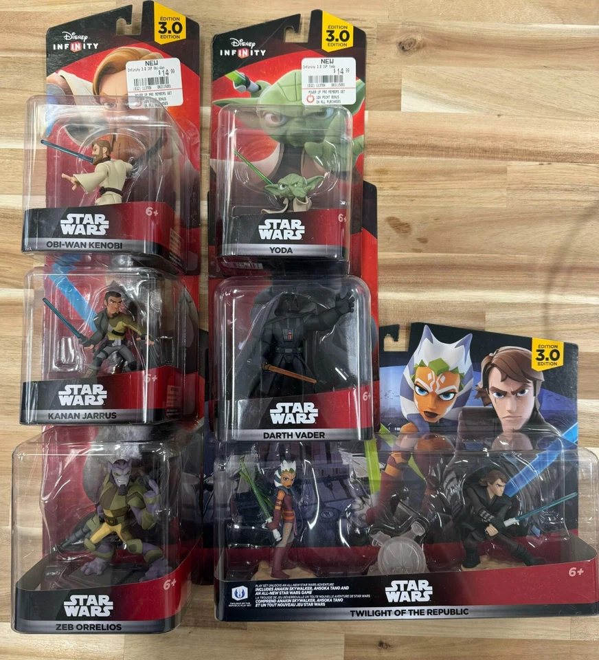 Set of 6 DISNEY Star Wars  INFINITY 3.0 Figures Yoda  Obi Wan Darth Vader Kanan - Image 1 of 1