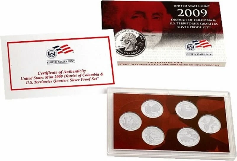 2009 S United States SILVER State 6 Quarter Proof Set in Original Box w/ COA - Image 1 of 1