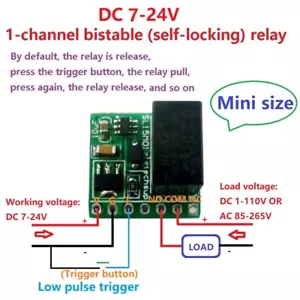 DC 12V 2A mini modulo relè autobloccante bistabile scheda interruttore flip-flop lotch - Foto 1 di 12