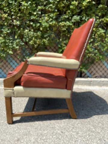 Vintage Rockabilly Leather lounge CHAIR  Cowboy cowgirl Arm Chair Contrast Cover