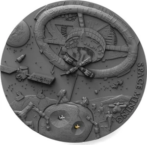 Isla de Niue 2018, minería espacial, plata 1 USD, con meteorito de condrita - Imagen 1 de 5