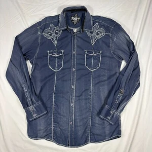 Roar Abotonable Para Hombres Grande Rock Western Punk Y2K Bordado Elastizado Manga Larga - Imagen 1 de 13