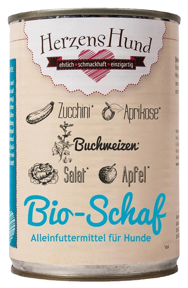 Herzenshund Bio Schaf mit Bio-Zucchini |12x400g Hundefutter - Bild 1 von 1