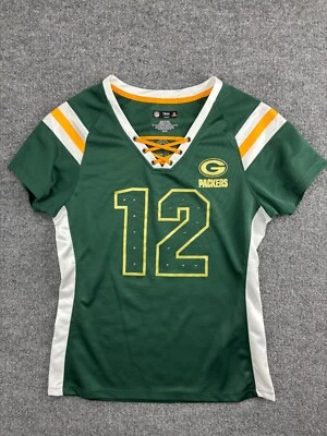 Camisa Jersey Para Mujer Aaron Rodgers Green Bay Packers M Bling Estrás Foto 1 de 4